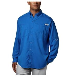 Columbia Men’s Omni-Shade Shirt Royal Blue Roll Tab Long Sleeve Vented Back